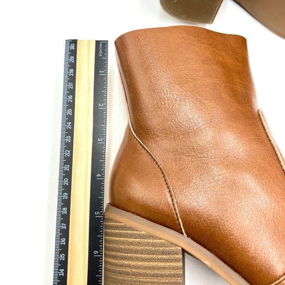 Universal Thread Womens Cognac Brown Faux Vegan Leather Block Heel Ankle Boots 6 - Picture 14 of 15